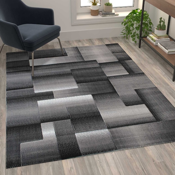 Flash Furniture Gray 5' x 7' Modern Color Blocked Area Rug ACD-RGTRZ861-57-GY-GG - main